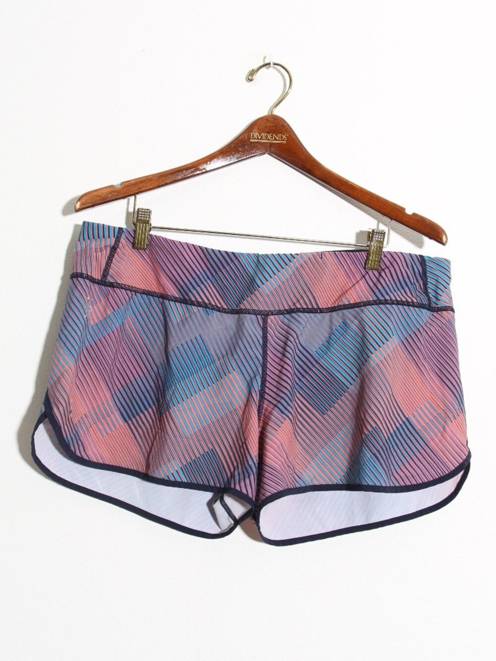 Smartwool Women's Merino Sport Lined Shorts Geometric Blue Pink Stripe Sz Large